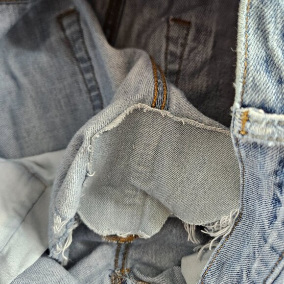 Levis 501 CT Shorts Womens 27 Blue Denim Distressed Mid Rise Button Fly Grunge - Picture 16 of 16
